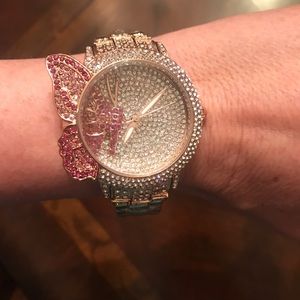 Off Park Rose Toned Butterfly Watch